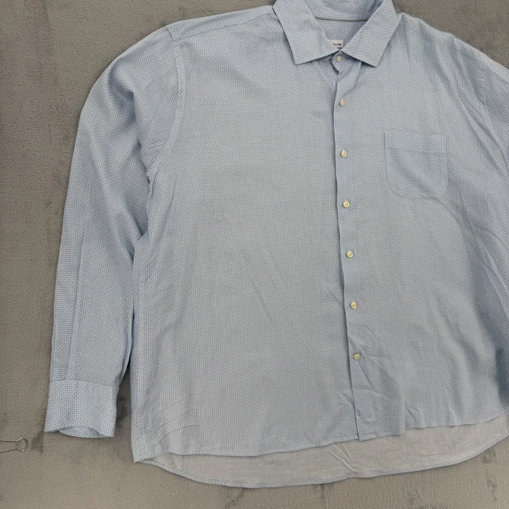 Peter Millar Mens XXL Light Blue‎ Geometric Print Long Sleeve Button Down Shirt